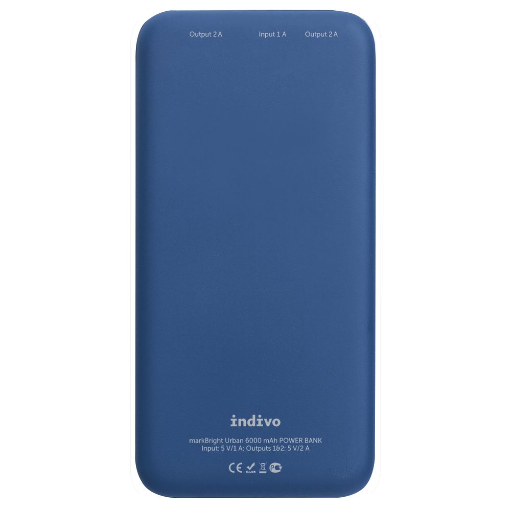 Аккумулятор с беспроводной зарядкой markBright Urban, 6000 мАч, синий / Миниатюра WWW (1000)