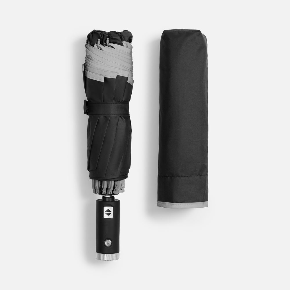 Зонт обратного сложения Norsken с фонариком, черный / Миниатюра WWW (1000)