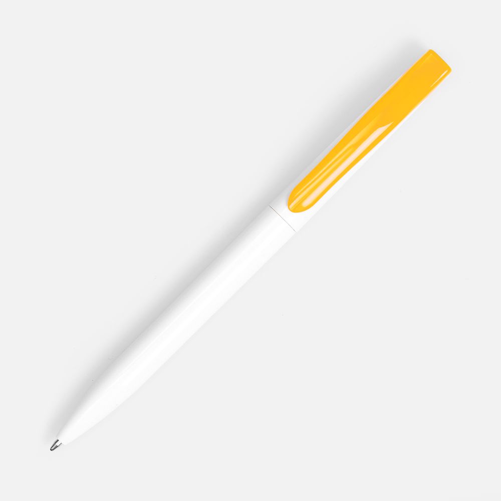 Ручка шариковая Pin, белая с желтым / Миниатюра WWW (1000)