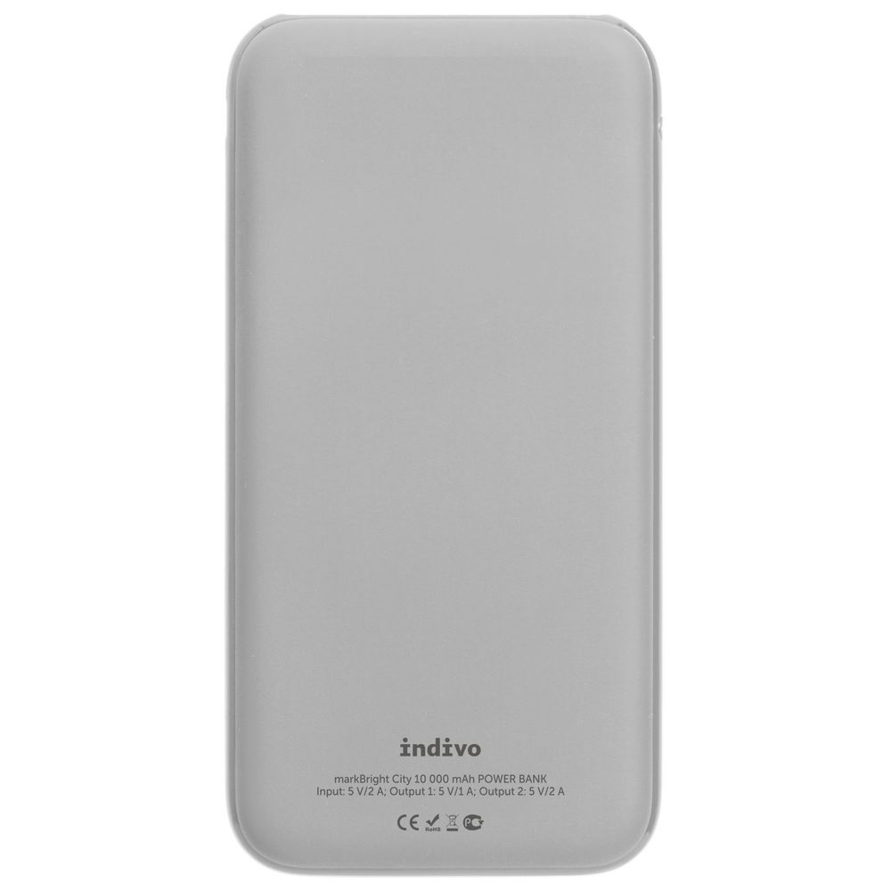 Аккумулятор с подсветкой markBright City, 10000 мАч, серый / Миниатюра WWW (1000)