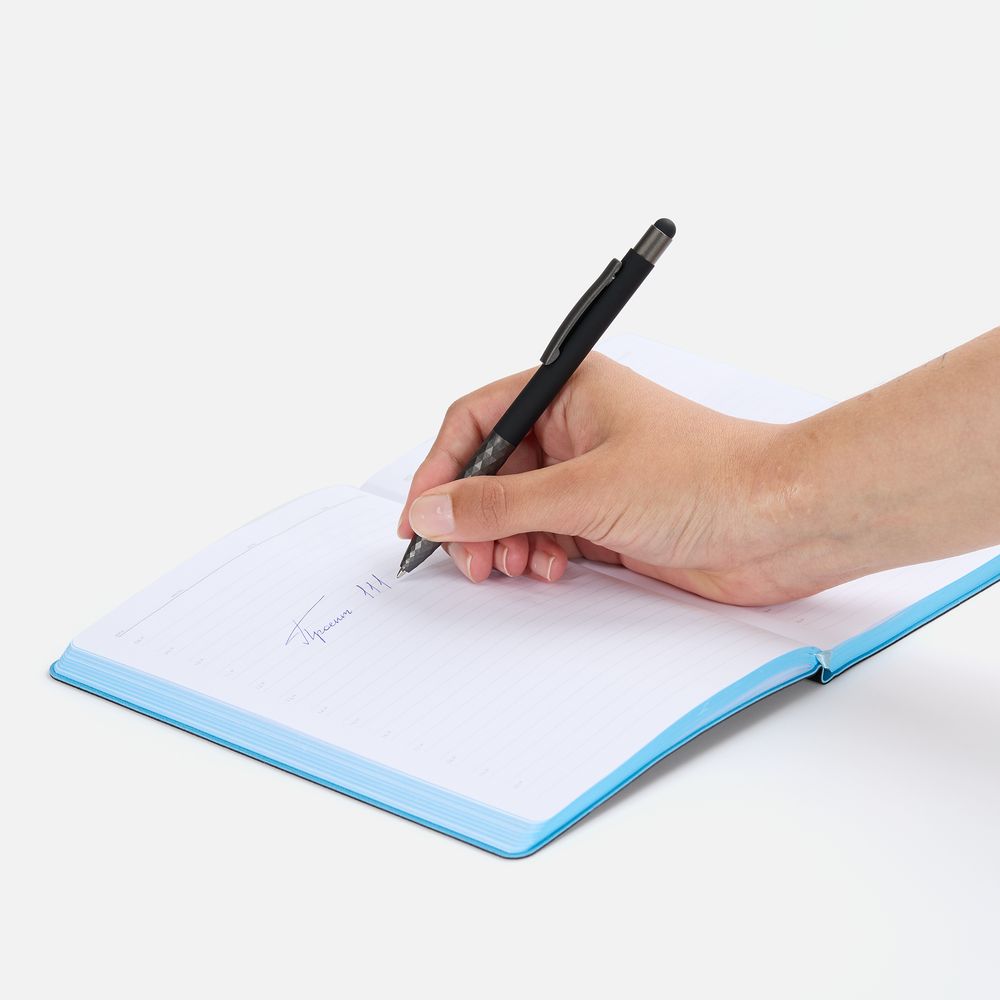 Ручка шариковая со стилусом Digit Soft Touch, черная / Миниатюра WWW (1000)