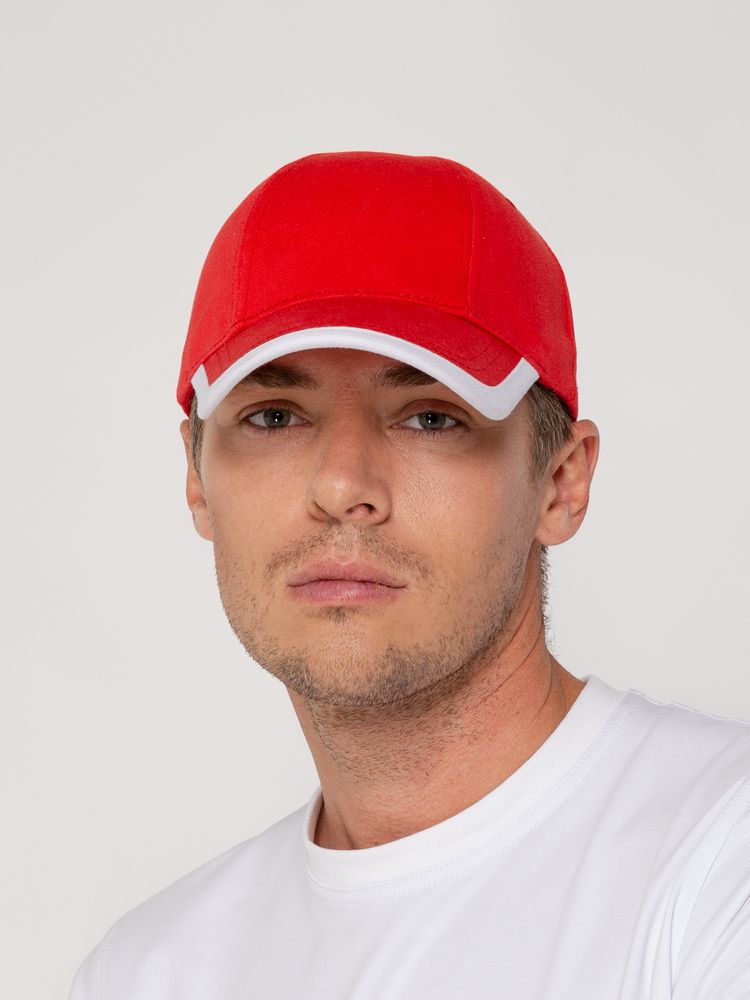 Бейсболка Honor, красная с белым кантом / Миниатюра WWW (1000)