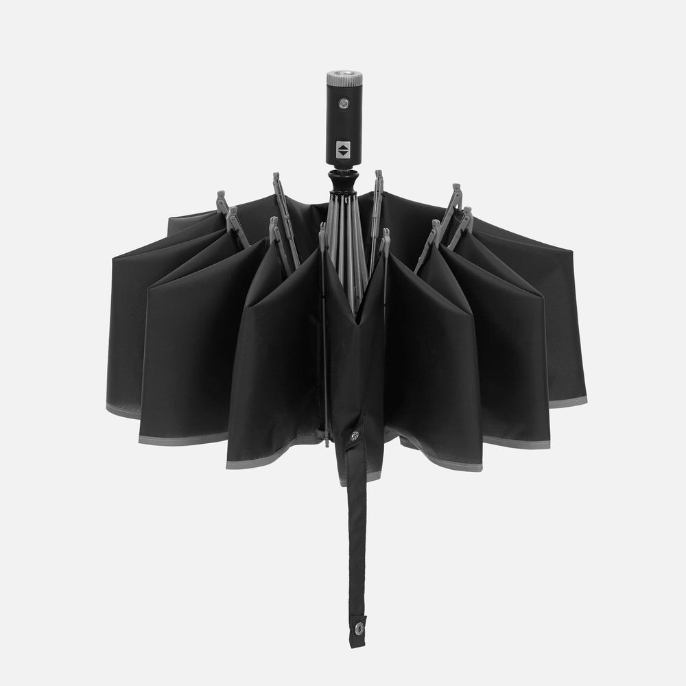 Зонт обратного сложения Norsken с фонариком, черный / Миниатюра WWW (1000)