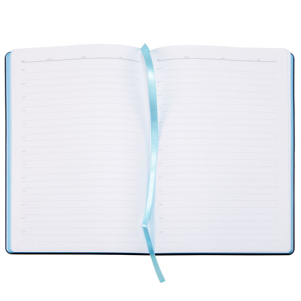 Ежедневник Bookmark, недатированный, черный с голубым / Миниатюра WWW (1000)