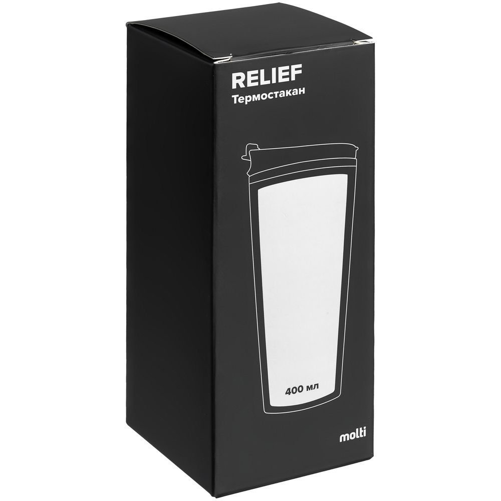 Термостакан Relief, черный с красным / Миниатюра WWW (1000)