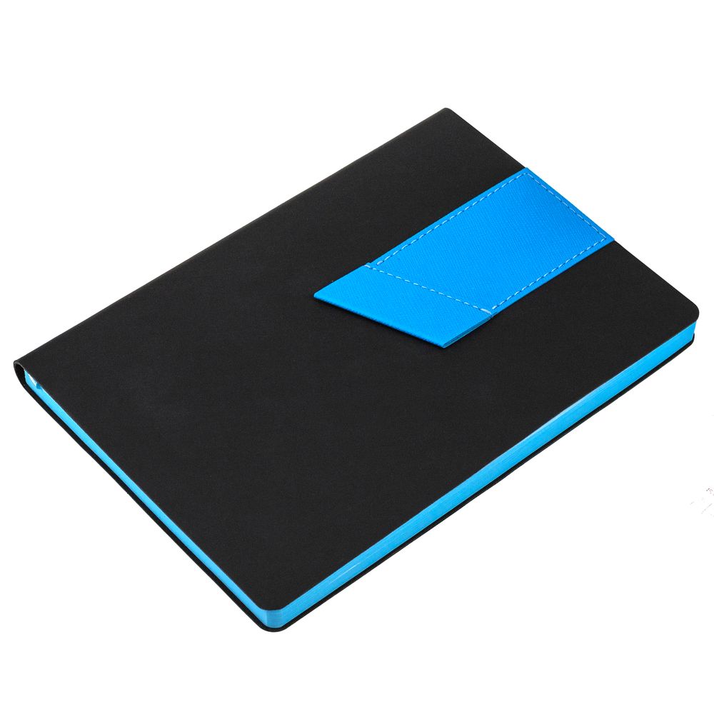 Ежедневник Bookmark, недатированный, черный с голубым / Миниатюра WWW (1000)