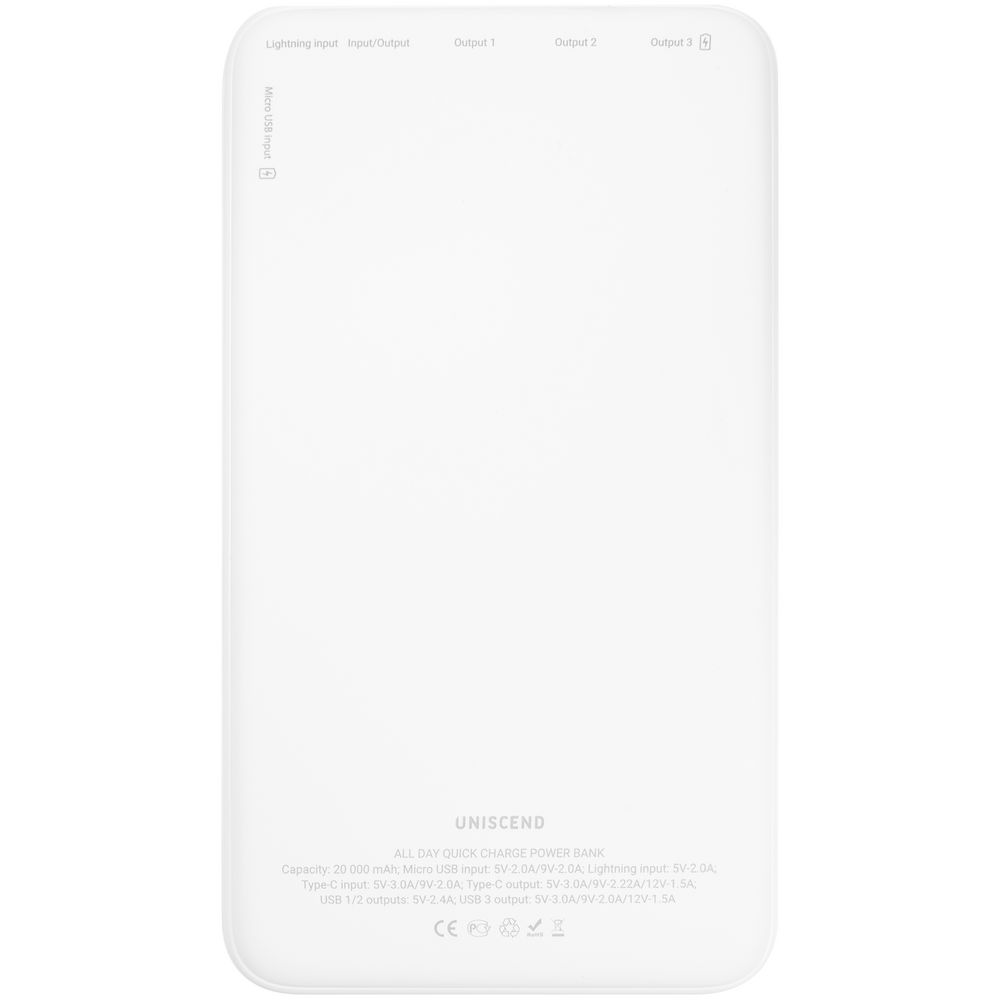 Аккумулятор Uniscend All Day Compact PD 20000 мAч, белый / Миниатюра WWW (1000)