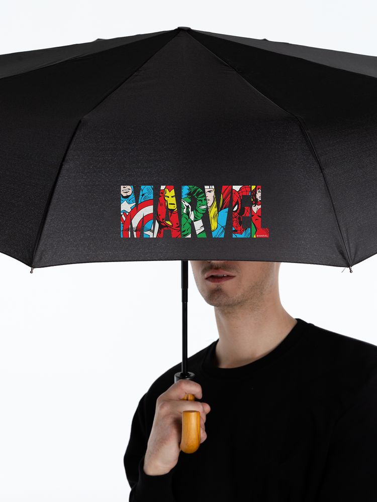 Зонт-трость Marvel Avengers, черный / Миниатюра WWW (1000)