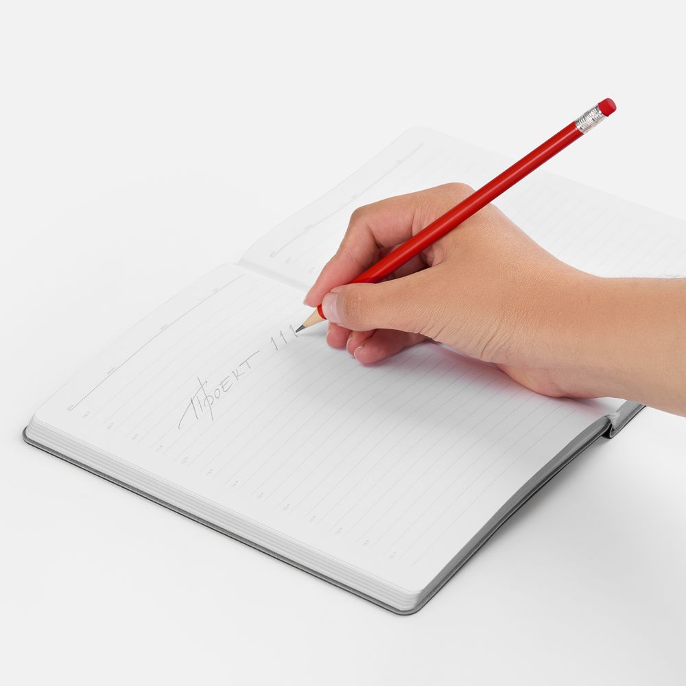 Карандаш простой Hand Friend с ластиком, красный / Миниатюра WWW (1000)