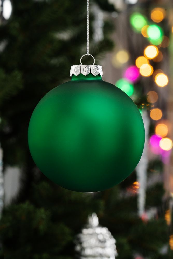 Елочный шар Finery Matt, 10 см, матовый зеленый / Миниатюра WWW (1000)