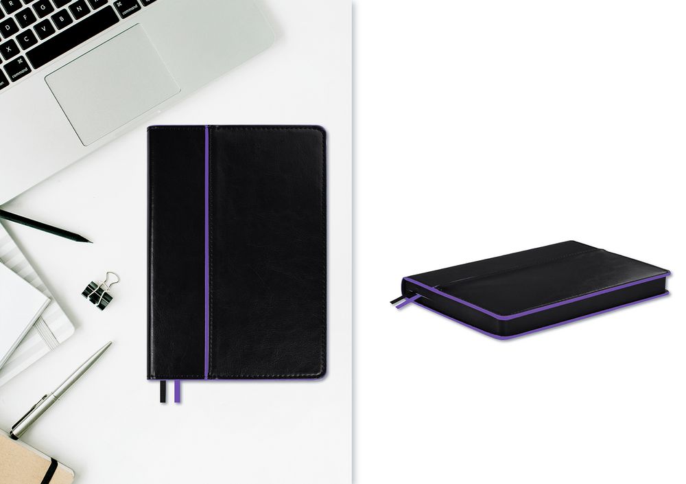 Ежедневник Alanis, недатированный, черный c фиолетовым / Миниатюра WWW (1000)