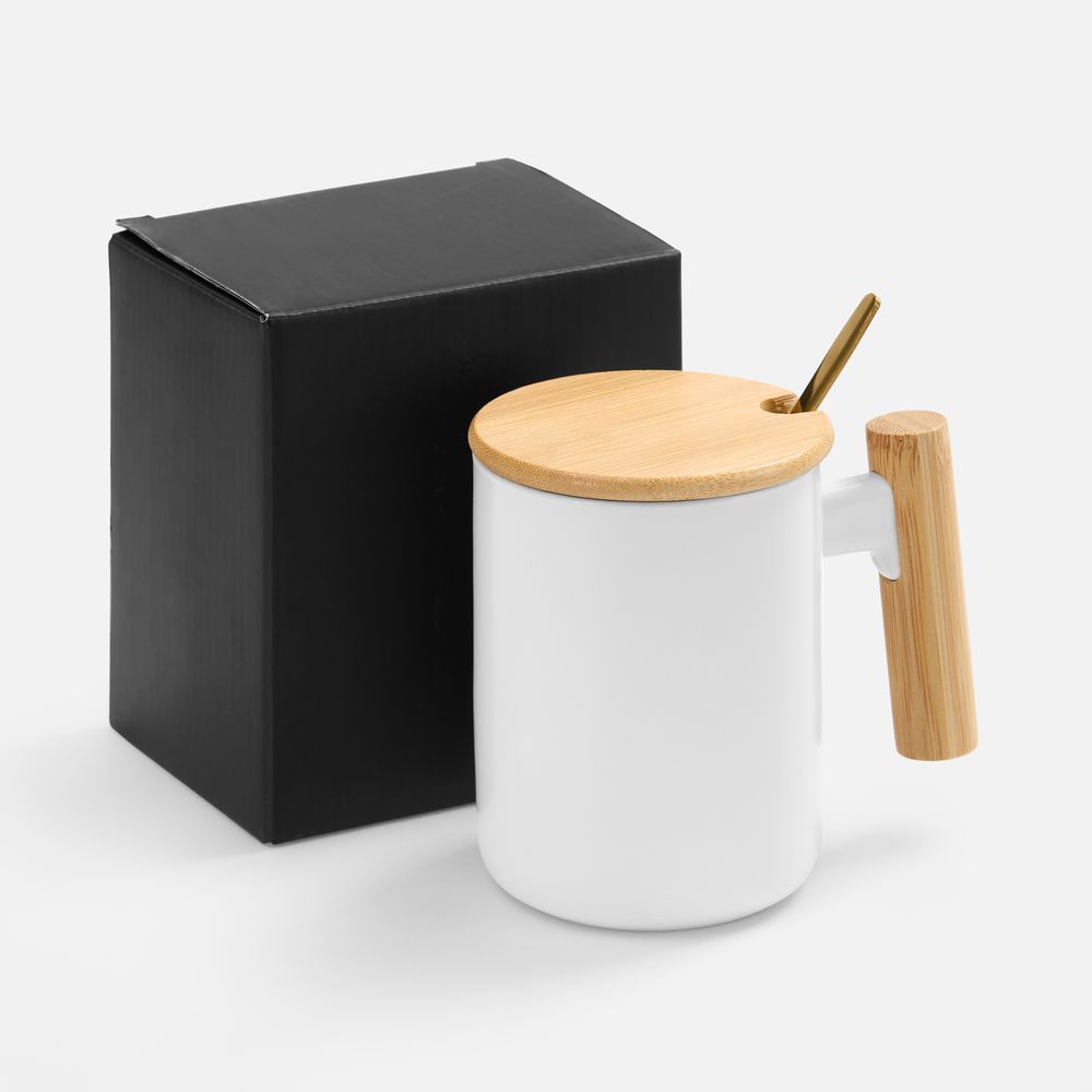 Кружка с ложкой Eco Fusion, белая / Миниатюра (упак) (1000)