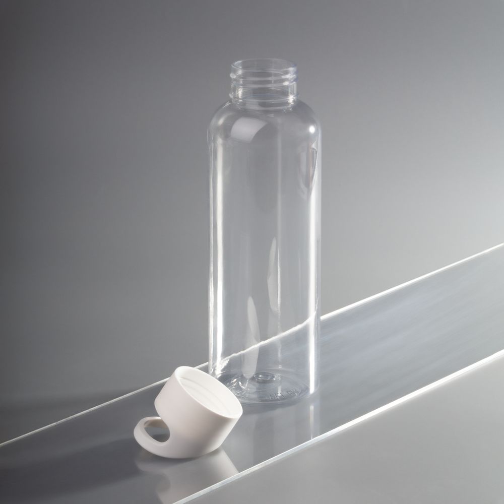 Бутылка для воды Plaske, прозрачная с белой крышкой / Миниатюра WWW (1000)
