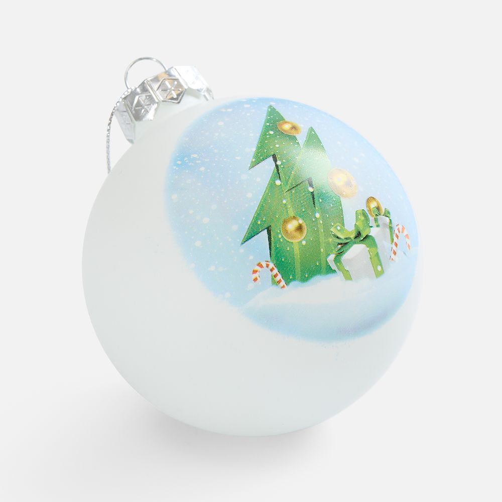 Елочный шар Finery Matt, 8 см, матовый белый / Миниатюра WWW (1000)