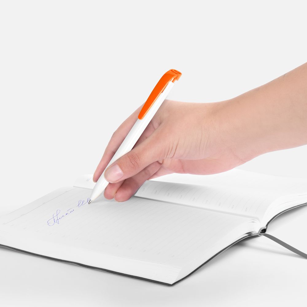 Ручка шариковая Favorite, белая с оранжевым / Миниатюра WWW (1000)