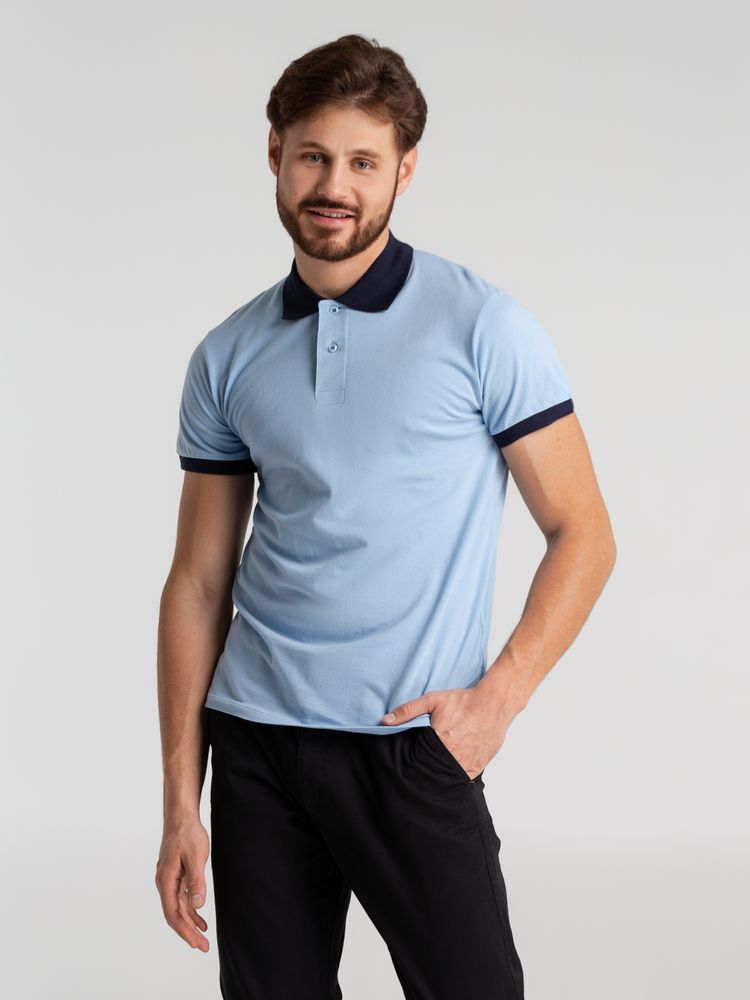 Рубашка поло Prince 190, голубая с темно-синим / Миниатюра WWW (1000)