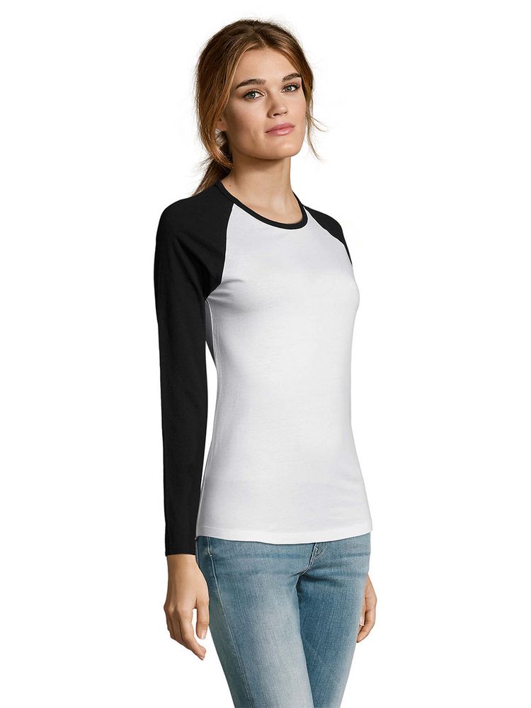 Футболка женская с длинным рукавом Milky Lsl, белая с черным / Миниатюра WWW (1000)