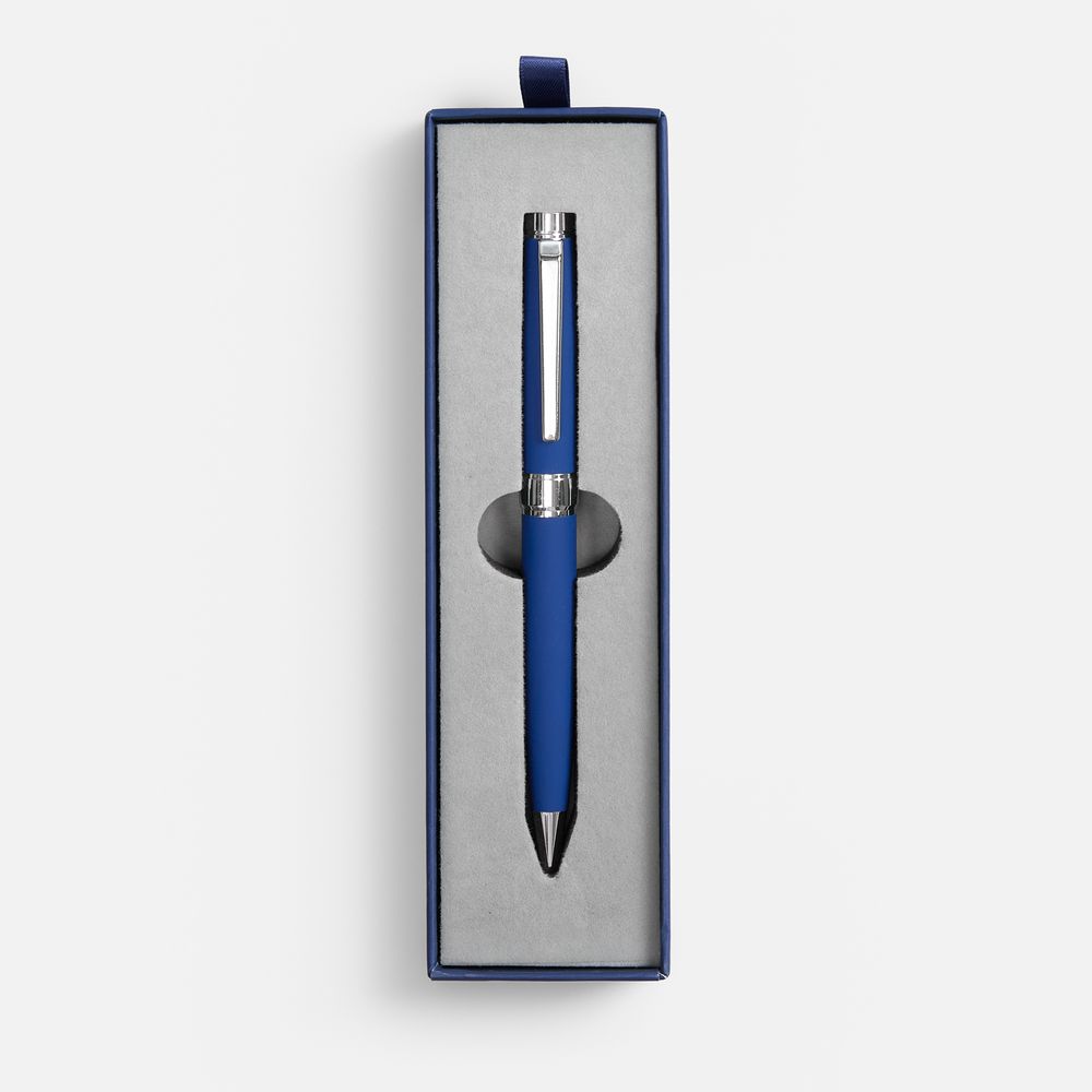 Ручка шариковая Broad Ring Soft Touch в футляре, синяя / Миниатюра WWW (1000)