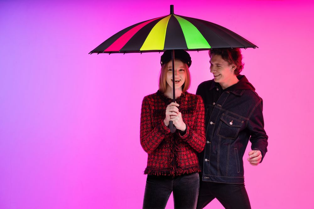 Зонт-трость «Спектр», черный неон / Миниатюра WWW (1000)