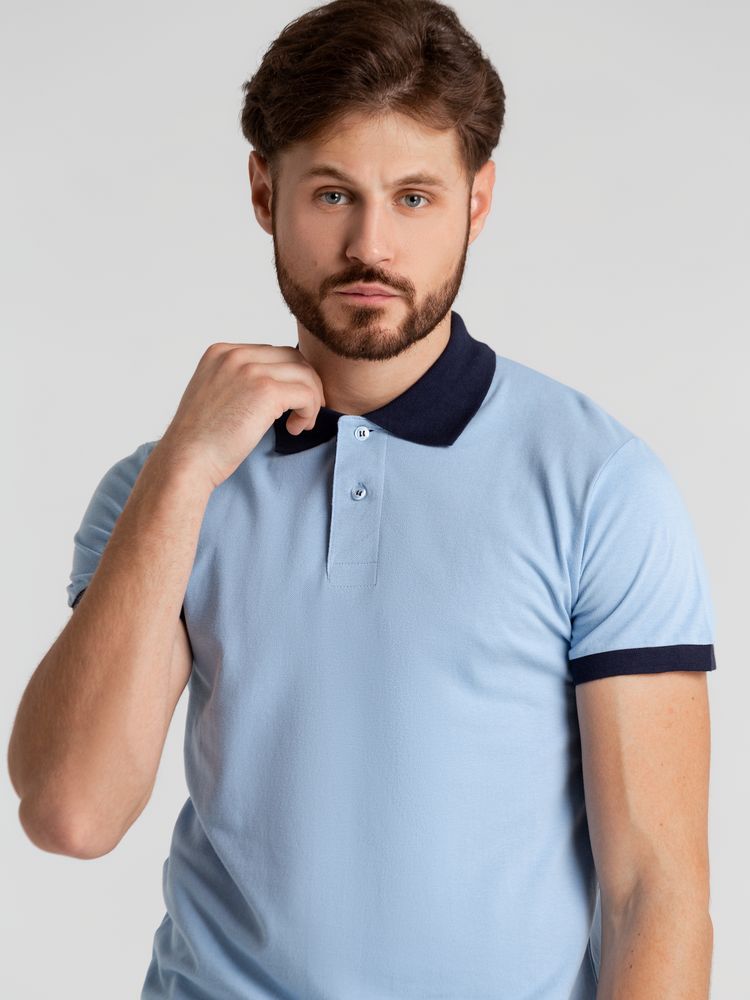 Рубашка поло Prince 190, голубая с темно-синим / Миниатюра WWW (1000)