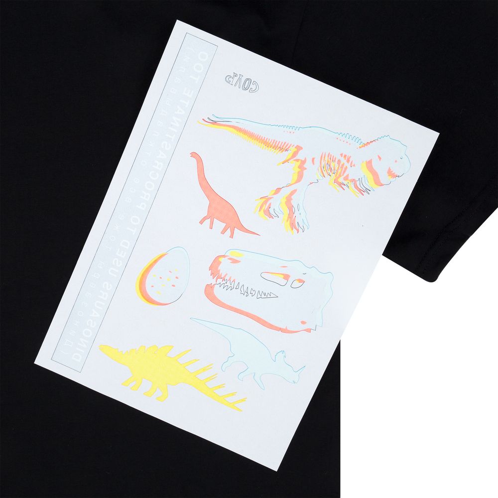 Футболка оверсайз с термонаклейками «Динозавры-прокрастинаторы», черная / Миниатюра WWW (1000)