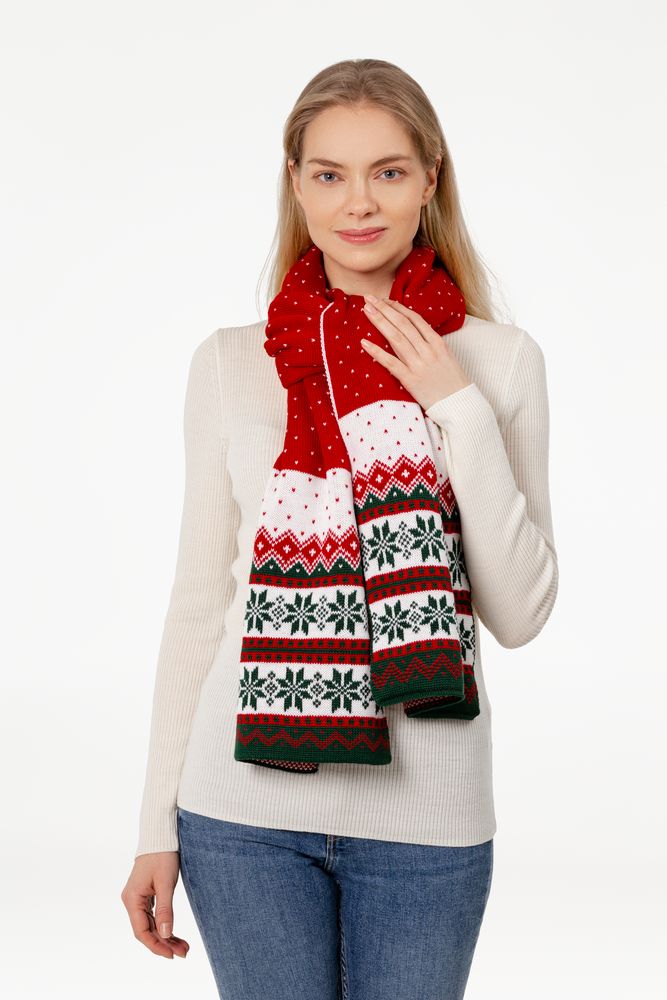 Шарф Happy View, красный с зеленым / Миниатюра WWW (1000)