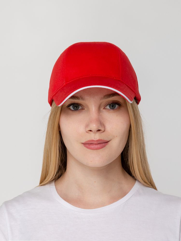 Бейсболка Canopy, красная с белым кантом / Миниатюра WWW (1000)