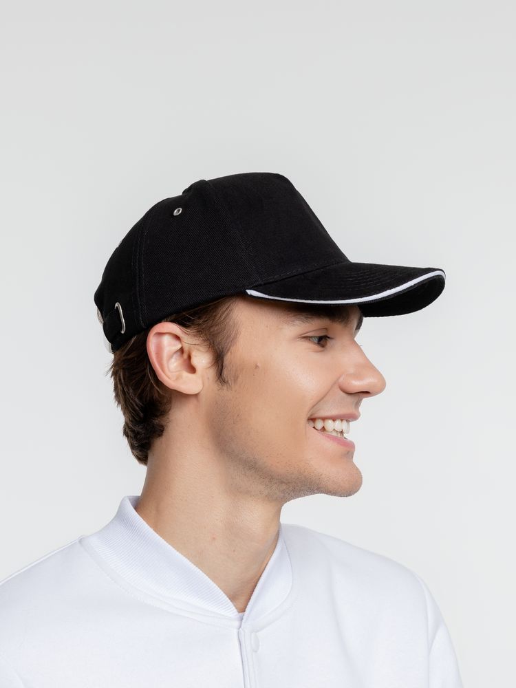 Бейсболка Classic, черная с белым кантом / Миниатюра WWW (1000)