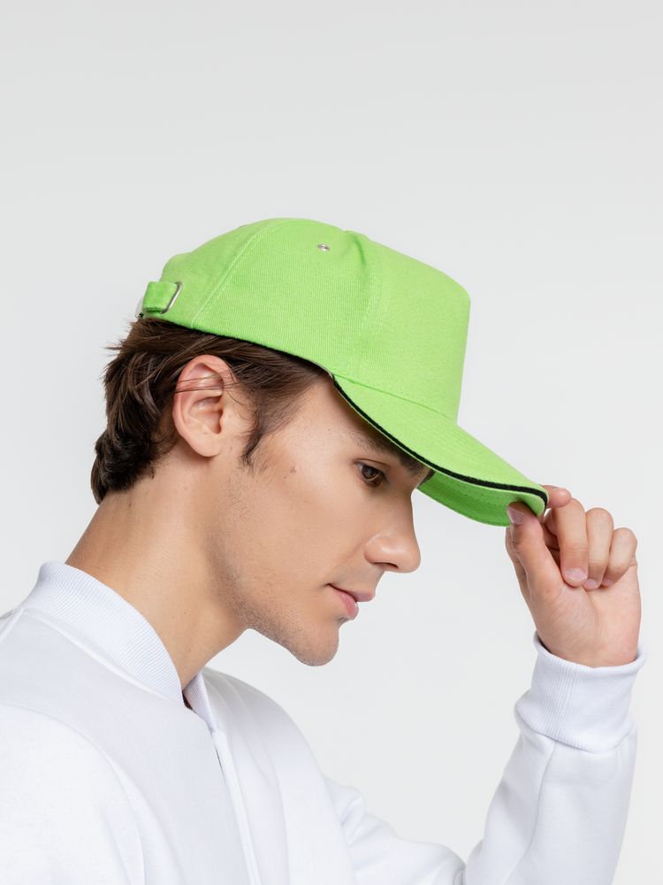 Бейсболка Classic, зеленое яблоко с черным кантом / Миниатюра WWW (1000)