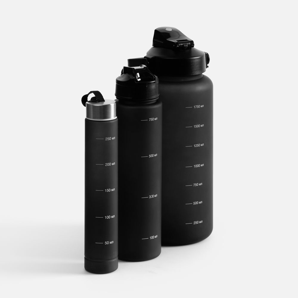 Набор спортивных бутылок Aquapack, черный / Миниатюра WWW (1000)