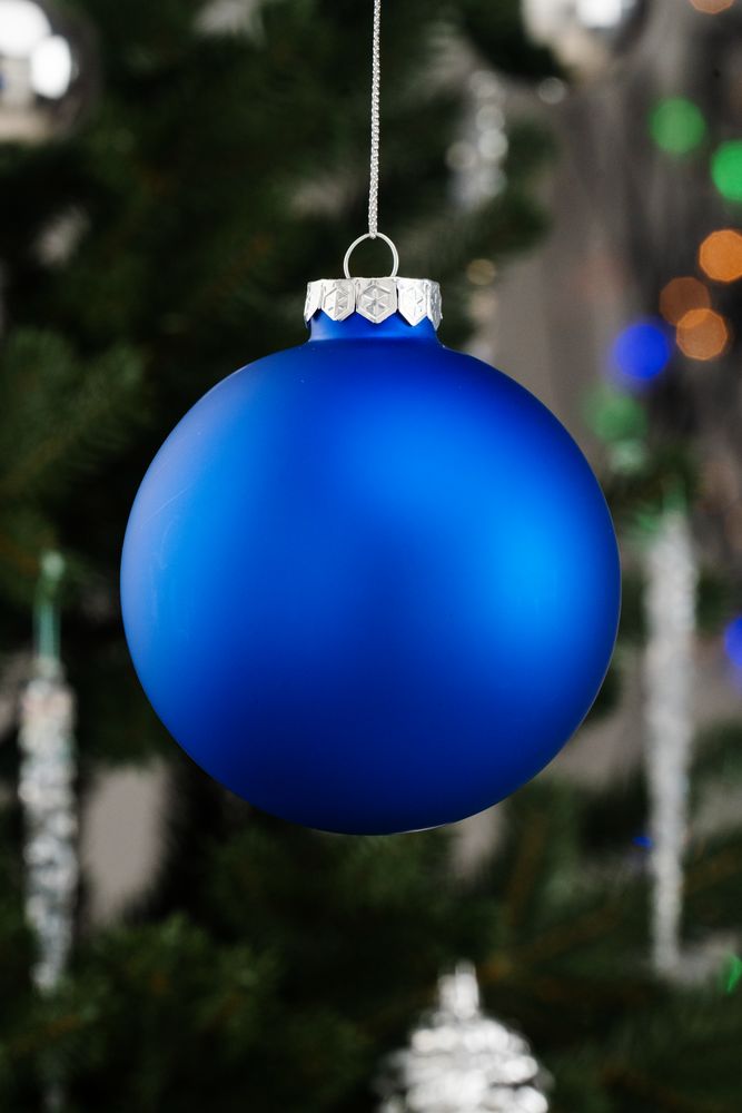 Елочный шар Finery Matt, 10 см, матовый синий / Миниатюра WWW (1000)