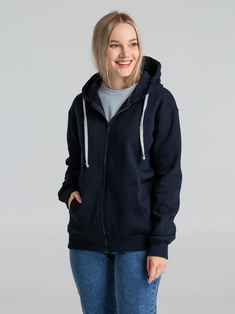 Толстовка на молнии с капюшоном Unit Siverga Heavy, темно-синяя / Миниатюра WWW (1000)