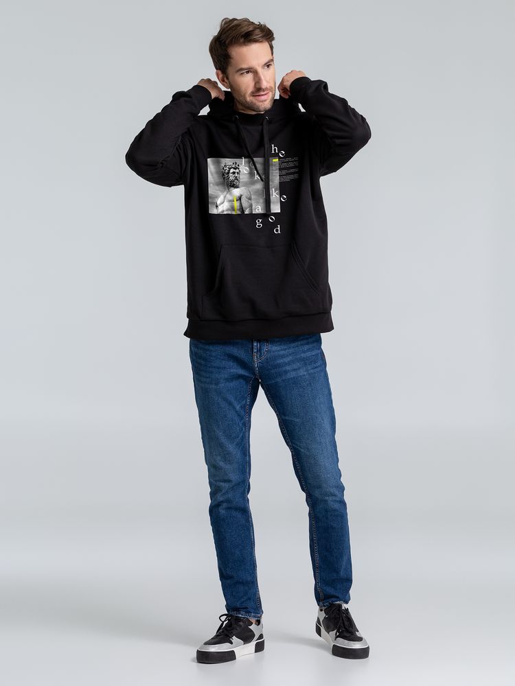 Худи оверсайз Looks Like a God, черное / Миниатюра WWW (1000)