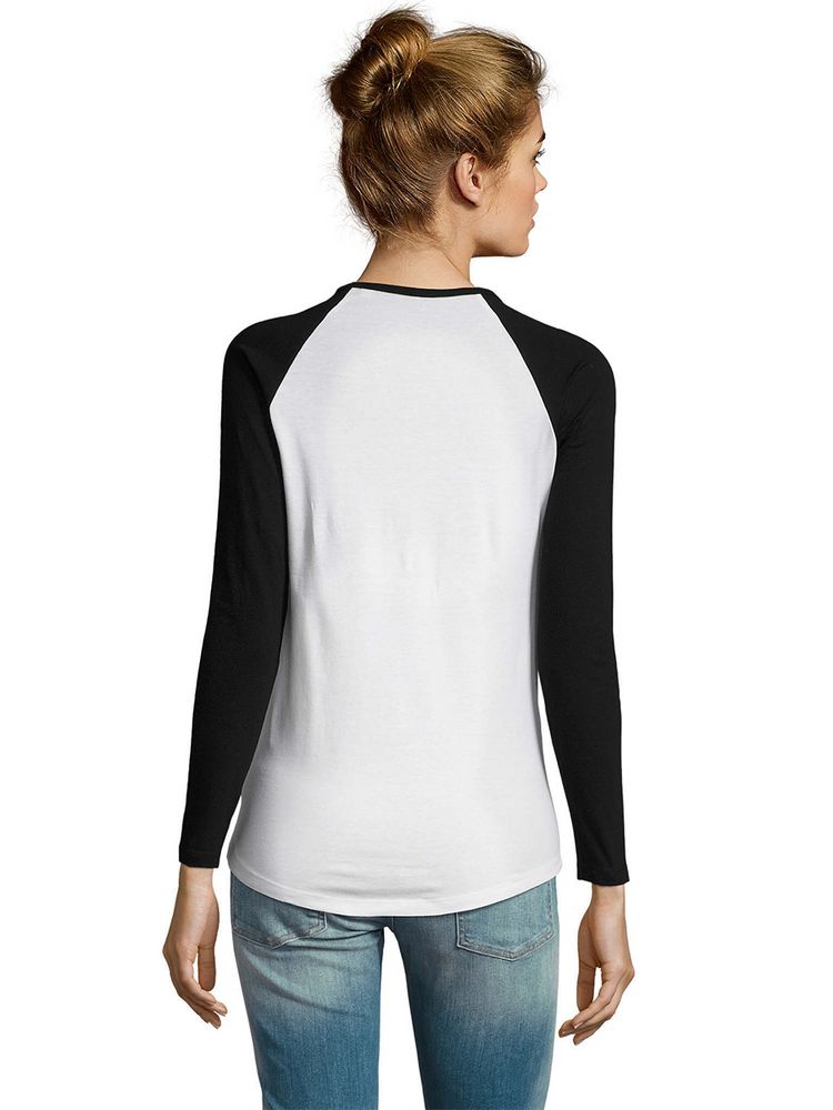 Футболка женская с длинным рукавом Milky Lsl, белая с черным / Миниатюра WWW (1000)