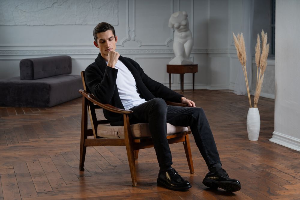 Кардиган мужской с пуговицами Free Flow, черный / Миниатюра WWW (1000)