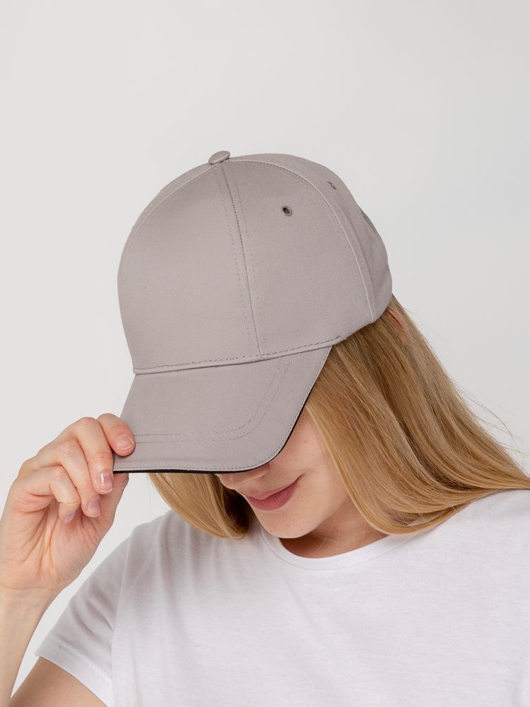 Бейсболка Canopy, серая с черным кантом / Миниатюра WWW (1000)