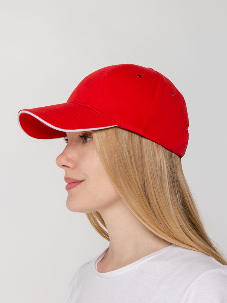 Бейсболка Canopy, красная с белым кантом / Миниатюра WWW (1000)