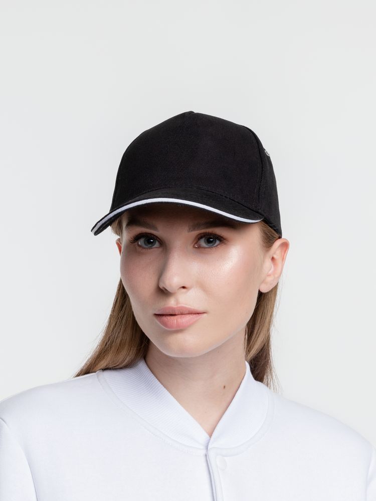 Бейсболка Classic, черная с белым кантом / Миниатюра WWW (1000)