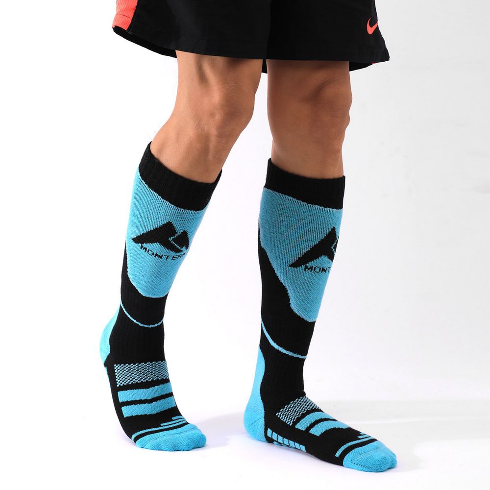 Термоноски высокие Monterno Sport, черные с голубым / Миниатюра WWW (1000)