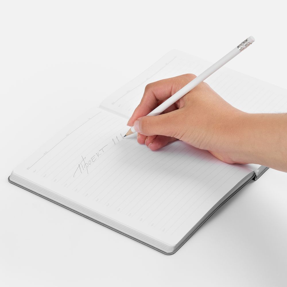 Карандаш простой Hand Friend с ластиком, белый / Миниатюра WWW (1000)