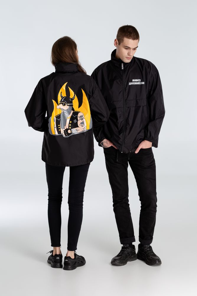 Ветровка «Живите двухколесно», ver. 2, черная / Миниатюра WWW (1000)