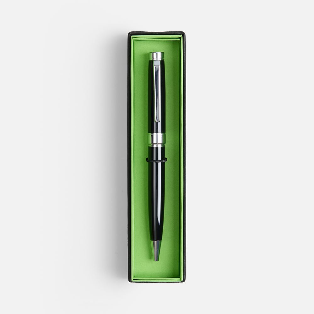 Ручка шариковая Broad Ring в футляре, глянцевая, черная / Миниатюра WWW (1000)