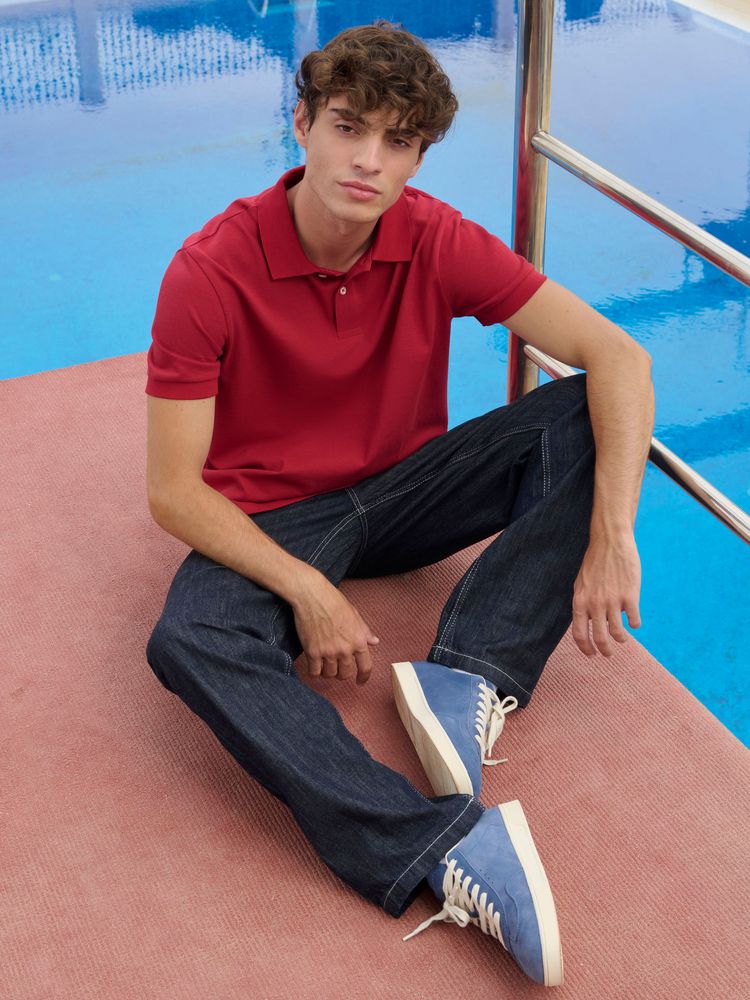 Рубашка поло унисекс Pacific, красная (бургунди) / Миниатюра модельного (1000)