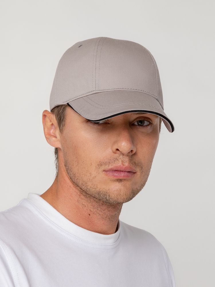 Бейсболка Canopy, серая с черным кантом / Миниатюра WWW (1000)