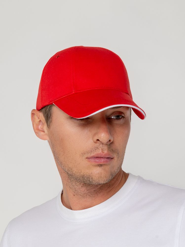 Бейсболка Canopy, красная с белым кантом / Миниатюра WWW (1000)