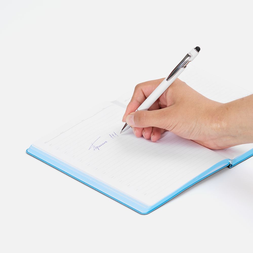 Ручка шариковая Pointer Soft Touch со стилусом, белая / Миниатюра WWW (1000)