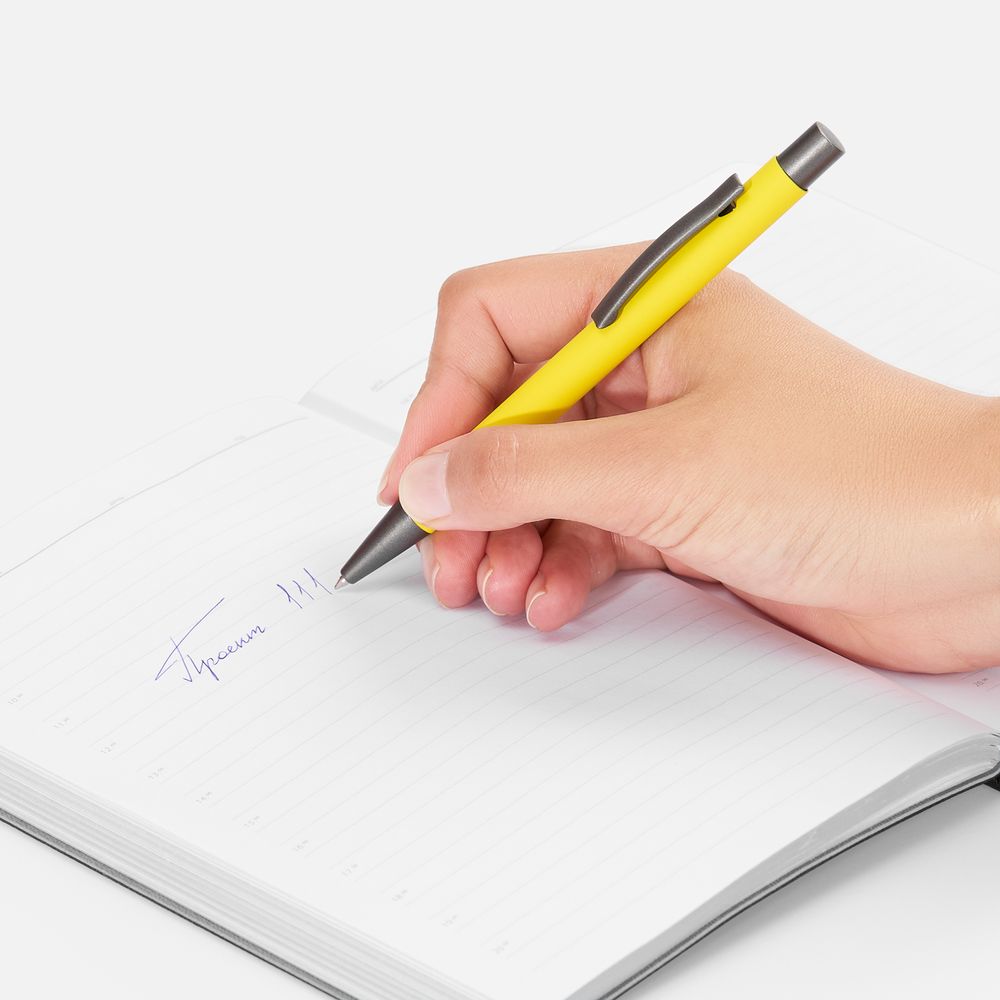 Ручка шариковая Atento Soft Touch, желтая / Миниатюра WWW (1000)
