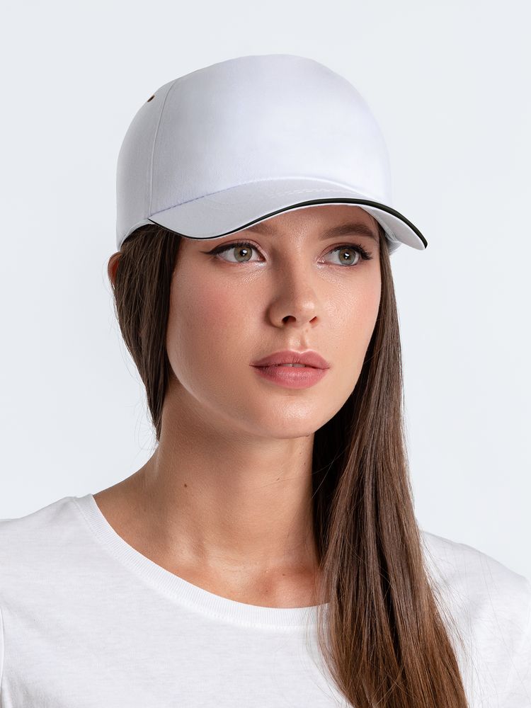 Бейсболка Unit Classic, белая с черным кантом / Миниатюра WWW (1000)