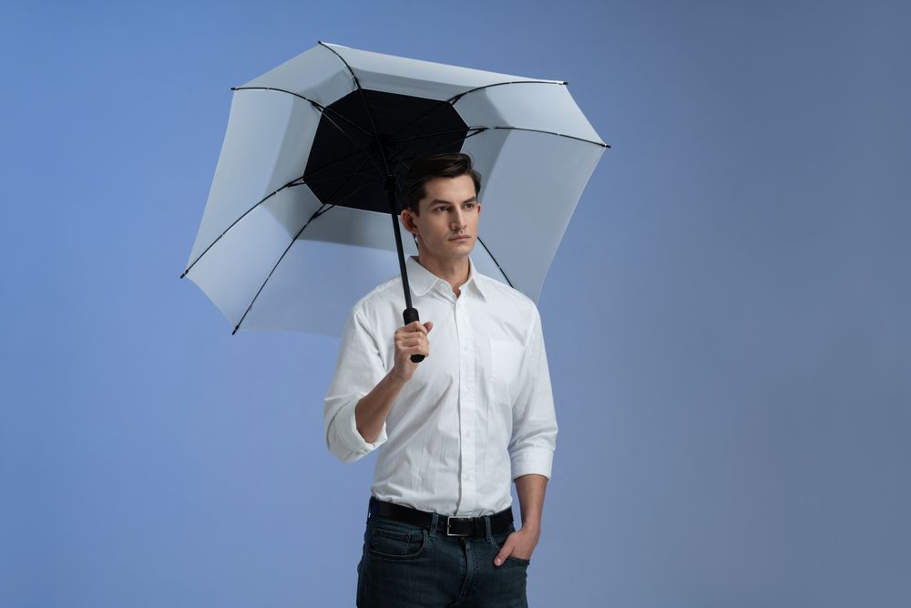 Квадратный зонт-трость Octagon, черный с белым / Миниатюра WWW (1000)