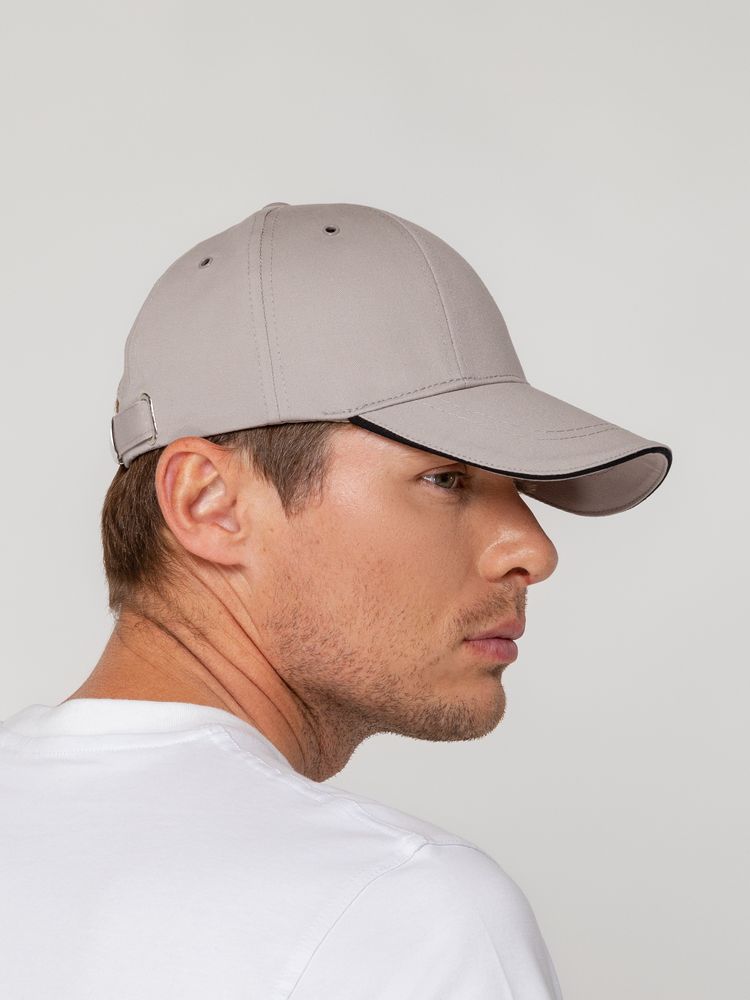 Бейсболка Canopy, серая с черным кантом / Миниатюра WWW (1000)